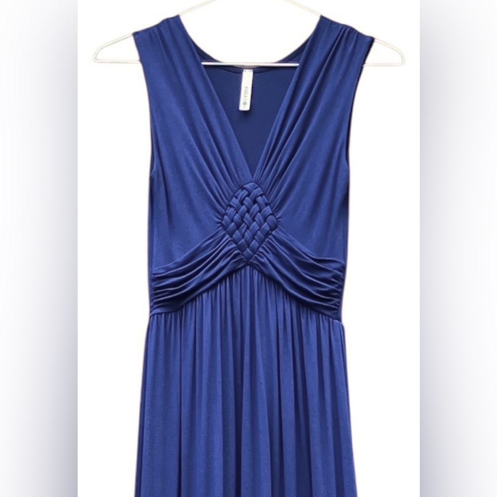 GILLI Warm Navy Blue Sleeveless Ruched Stretch Maxi Dress Size Small